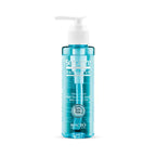 Refect Beauty Seroleze hair serum in a clear blue pump bottle for frizz control and shine on all hair types.
