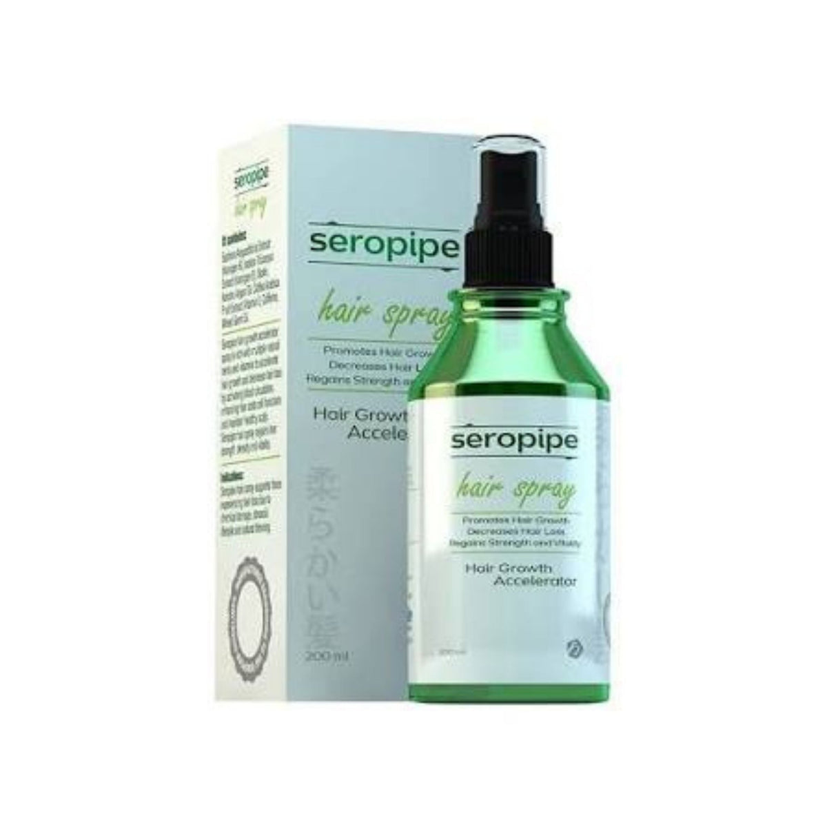 Refect Beauty Seropipe hair loss spray in a green bottle with white packaging box for scalp treatment