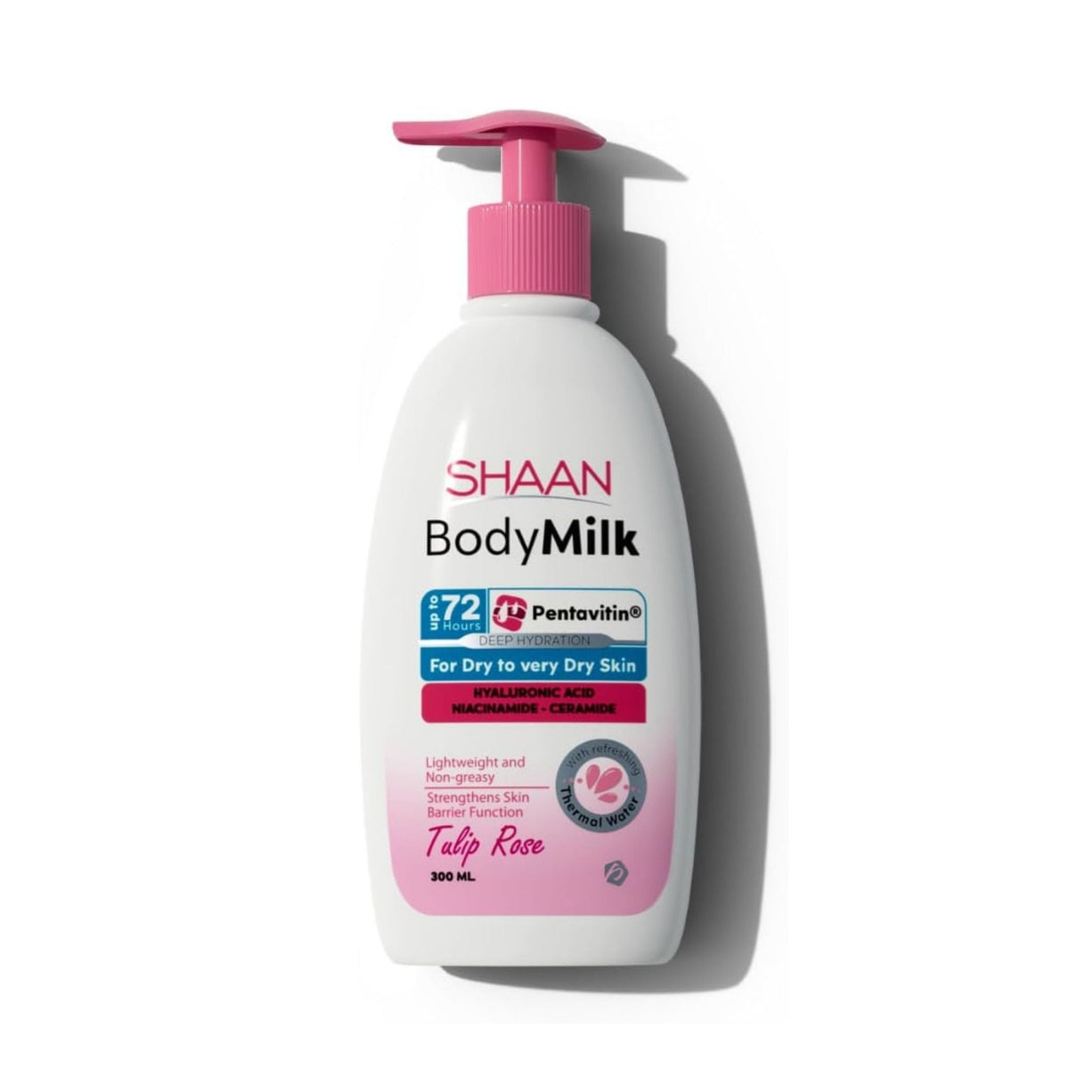 Refect Beauty Shaan Body Milk Tulip Rose in a white pump bottle for dry skin with hyaluronic acid and niacinamide