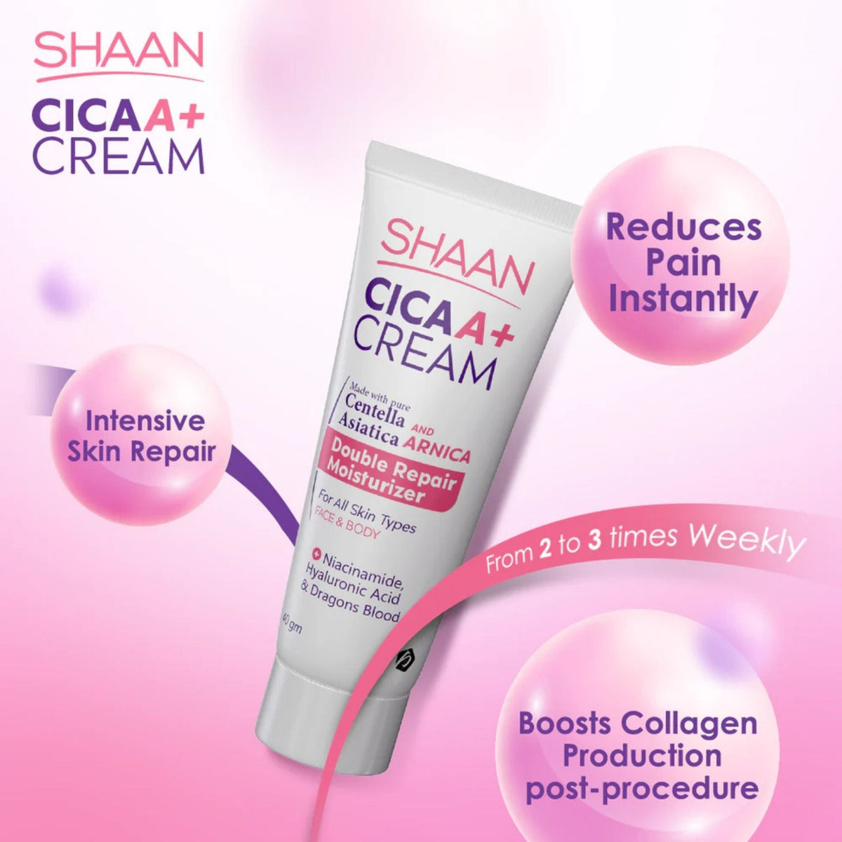 Refect Beauty Shaan CICA ARNICA+ Cream tube for intensive skin repair, soothing sensitive face and body skin.