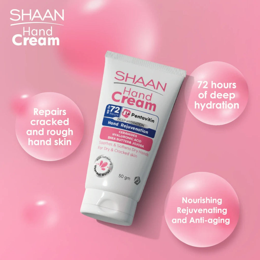 Refect Beauty Shaan Hand Cream tube for deep hydration and repair of dry, rough skin on a pink background