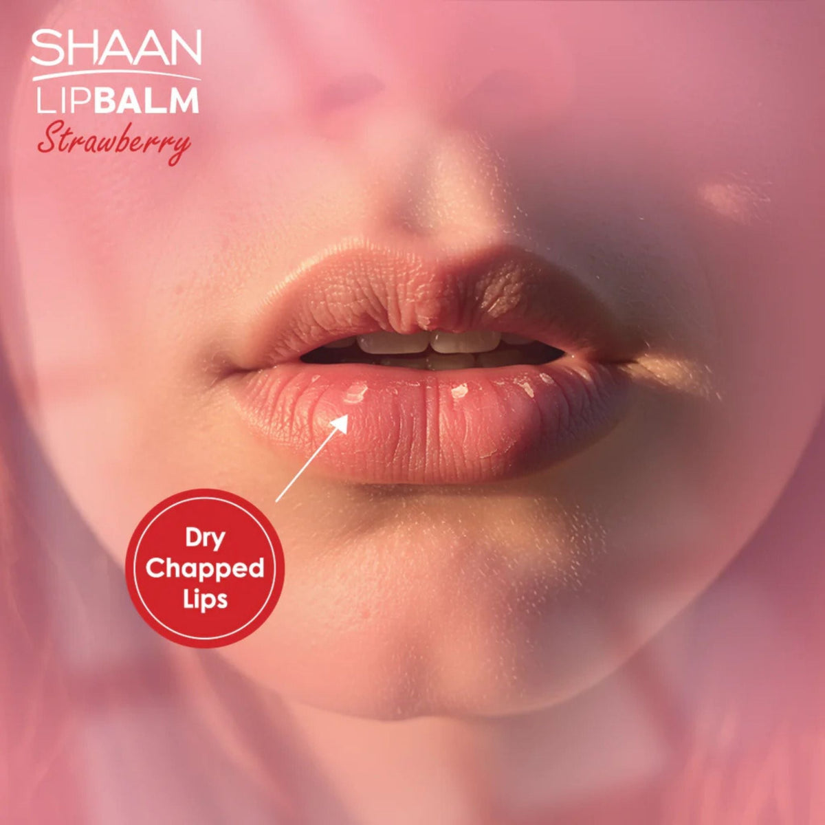 Refect Beauty Shaan strawberry nourishing lip balm SPF 30 applied to dry chapped lips for hydration and sun protection
