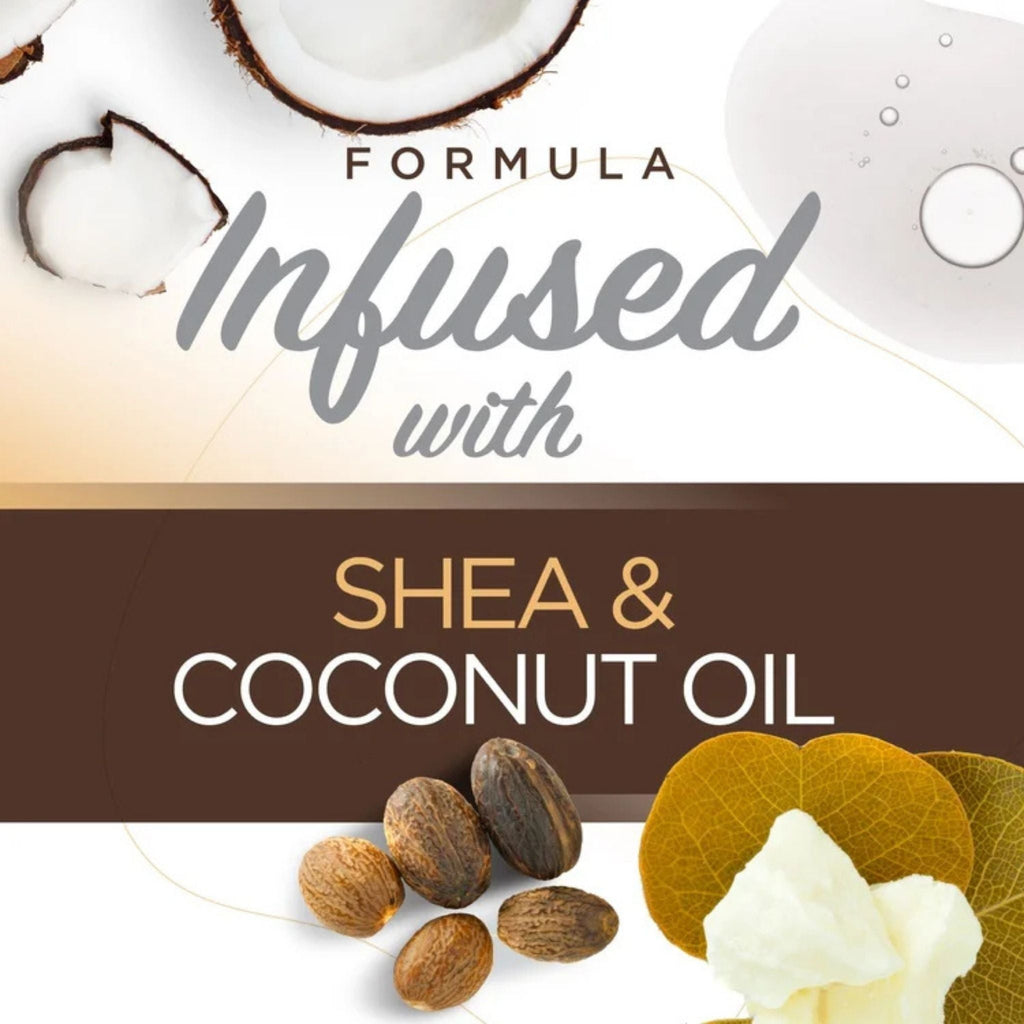 Refect Beauty Every Strand leave-in hair treatment graphic featuring shea butter and coconut oil ingredients