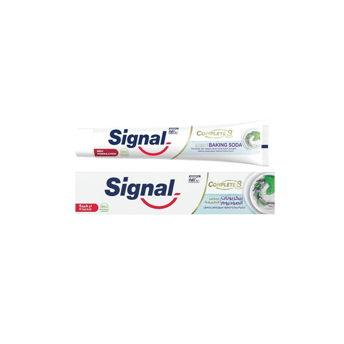 Refect Beauty Signal Complete 8 Baking Soda deep clean toothpaste tube and box packaging for fresh breath and care.