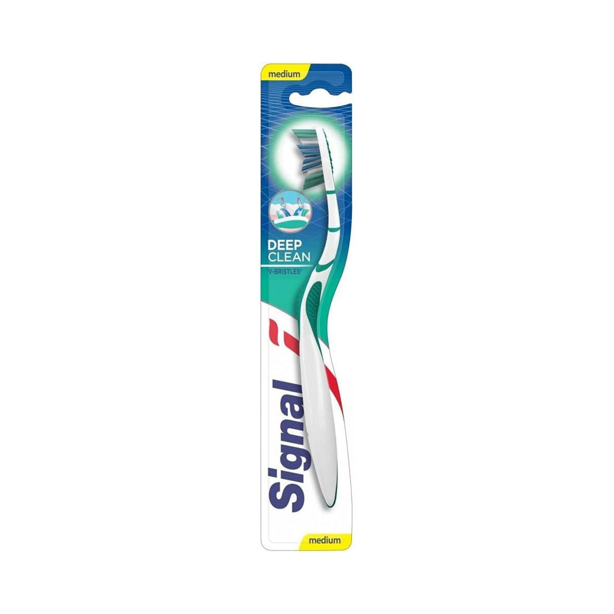 Refect Beauty Signal Deep Clean medium toothbrush in original blue and white packaging with V-bristles