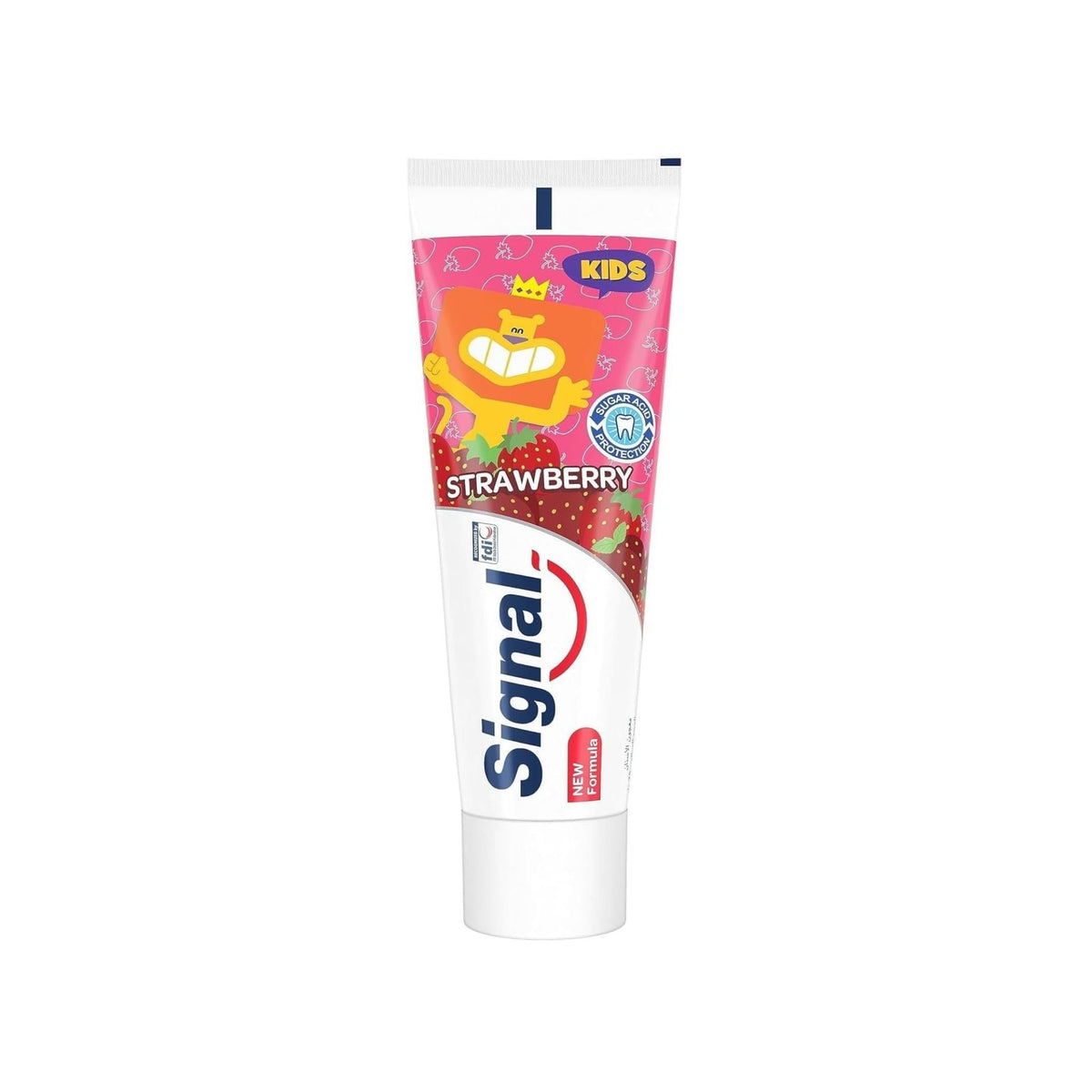 Refect Beauty Signal Kids strawberry toothpaste tube with a fun cartoon character design for cavity protection.