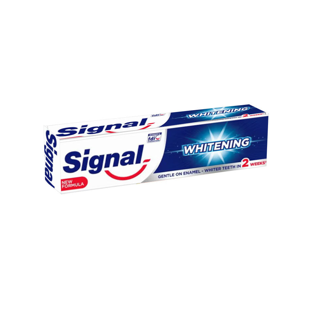Refect Beauty Signal Whitening Toothpaste box in white and blue packaging for daily oral care and stain removal