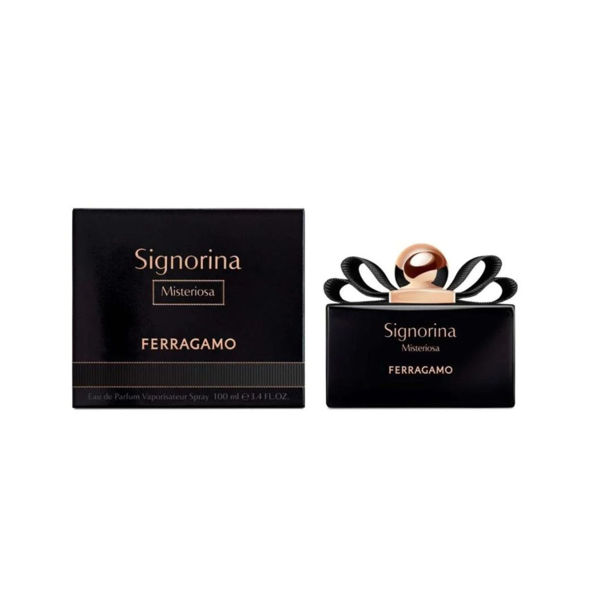 Refect Beauty Salvatore Ferragamo Signorina Misteriosa Eau de Parfum bottle and black box packaging.