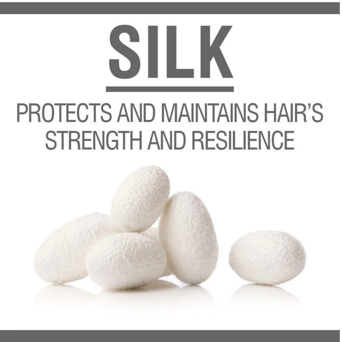 Refect Beauty CHI Infra Moisture Therapy Shampoo silk ingredient graphic showing white silk cocoons