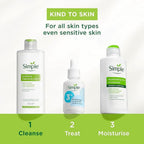 Refect Beauty skincare routine set featuring Simple cleansing lotion, hyaluronic acid serum, and rich moisturiser.