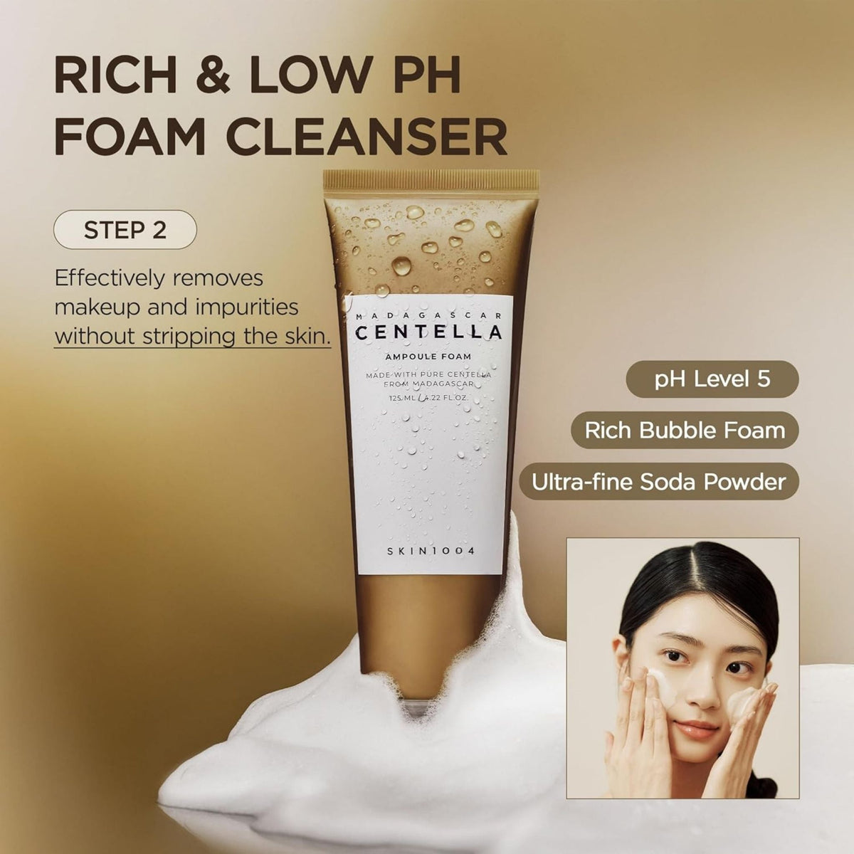 Refect Beauty SKIN1004 Madagascar Centella Ampoule Foam cleanser with rich bubble foam and ultra-fine soda powder