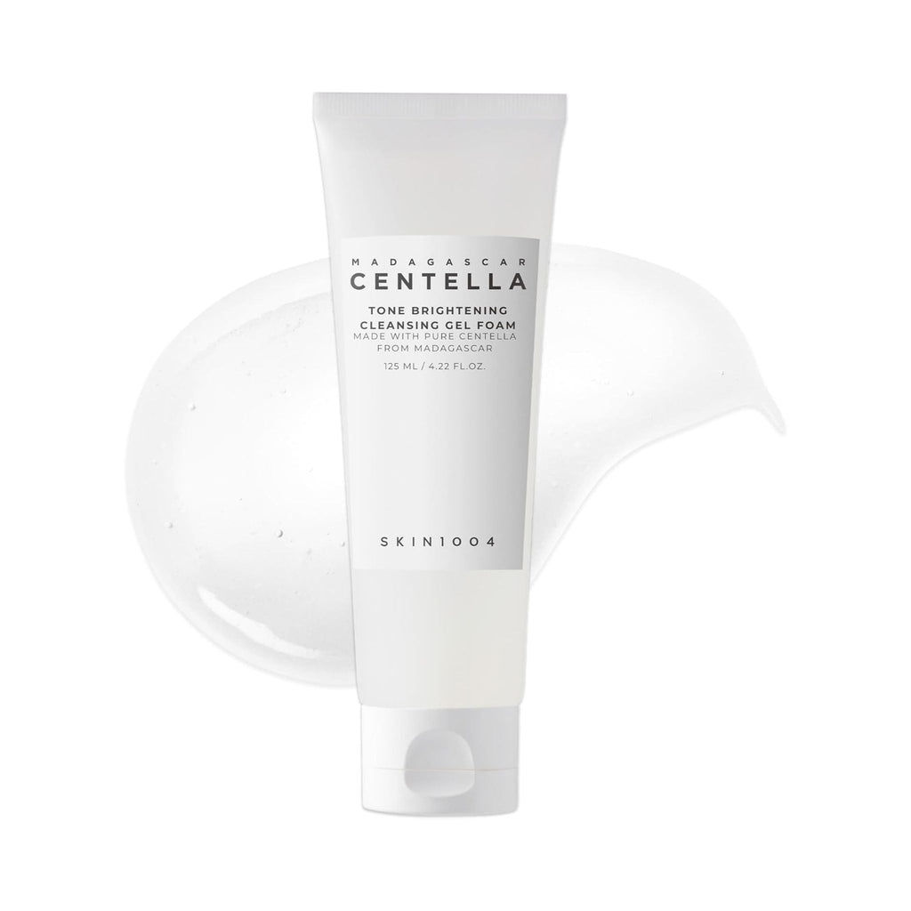 Refect Beauty SKIN1004 Centella Tone Brightening Cleansing Gel Foam in a white tube with a clear gel texture swatch