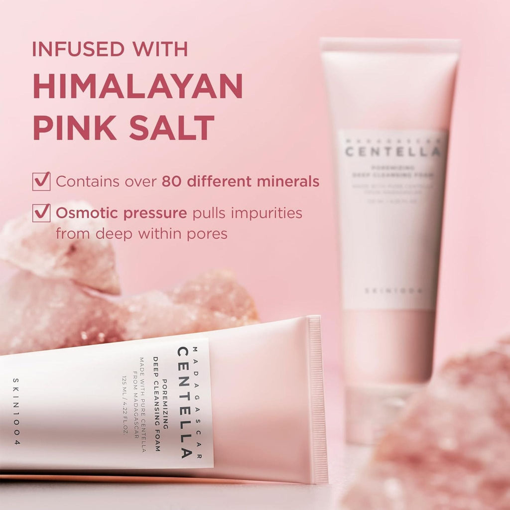 Refect Beauty SKIN1004 Centella Poremizing Deep Cleansing Foam tubes with Himalayan pink salt crystals