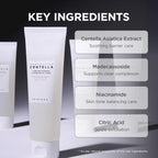 Refect Beauty SKIN1004 Centella Tone Brightening Cleansing Gel Foam tube with key ingredient list infographic