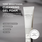 Refect Beauty SKIN1004 Centella Tone Brightening Cleansing Gel Foam in a white tube with key ingredient labels.