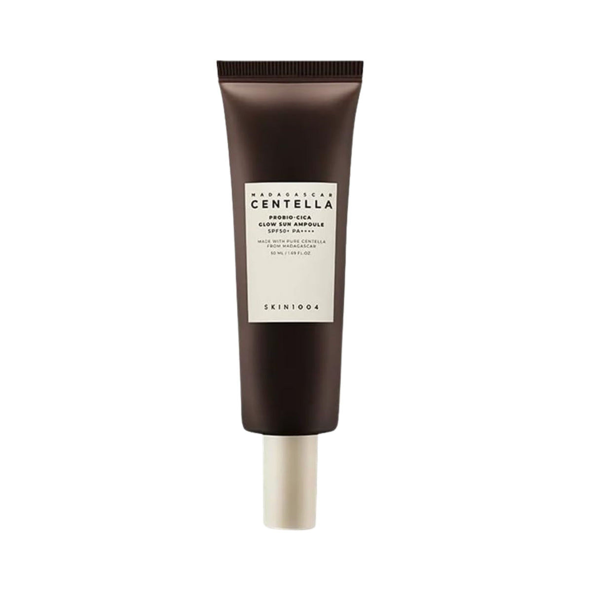 Refect Beauty SKIN1004 Madagascar Centella Probio-Cica Glow Sun Ampoule sunscreen in a brown squeeze tube