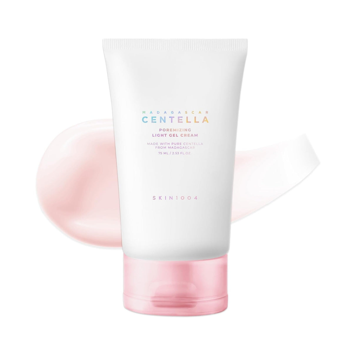 Refect Beauty SKIN1004 Madagascar Centella Poremizing Light Gel Cream tube with a soft pink gel texture swirl.