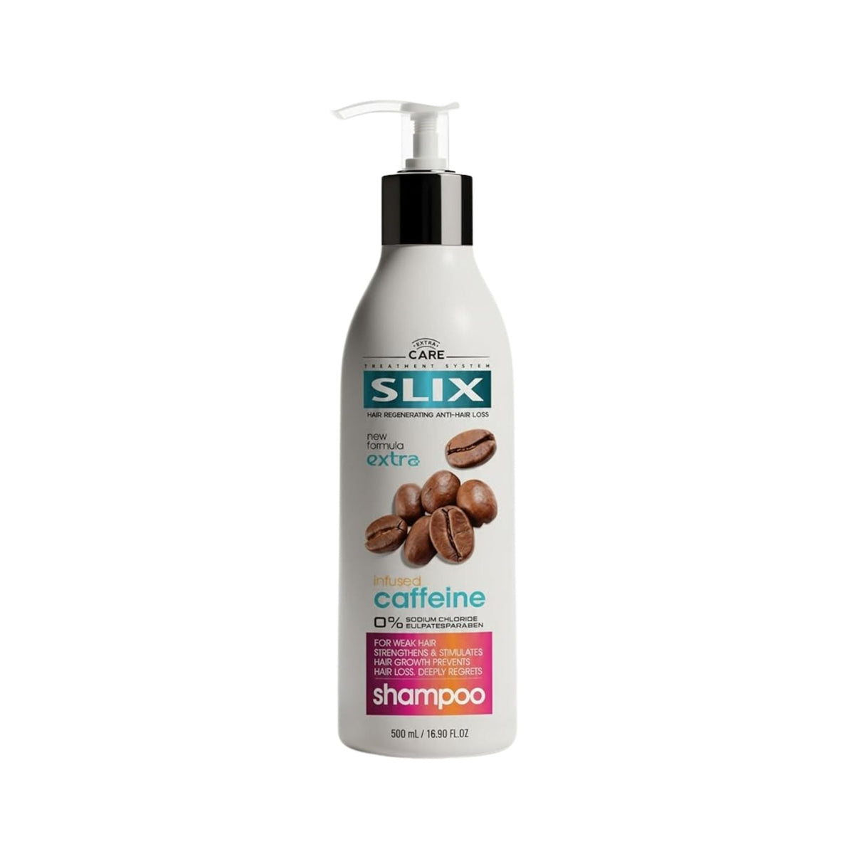 Refect Beauty Slix caffeine-infused hair regenerating shampoo bottle for strengthening weak hair and reducing fall. Main image