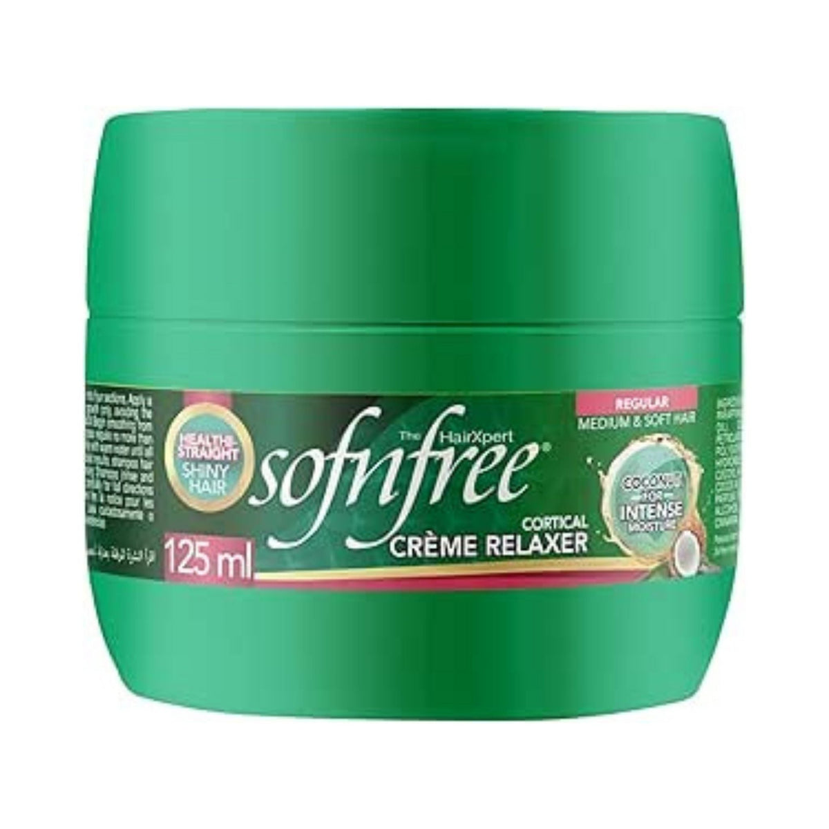 Refect Beauty Sofn'free Cortical Creme Relaxer in a green 125ml jar for smoothing and straightening textured hair