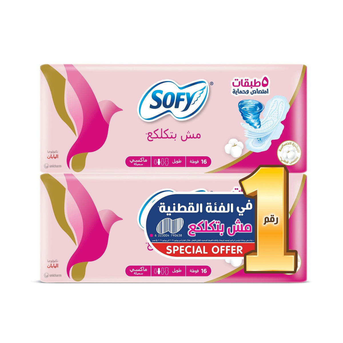 Refect Beauty Sofy lump-free maxi thick long sanitary pads with wings in a two-pack bundle for heavy flow protection.