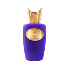 Refect Beauty Sospiro Erba Pura Magica Eau de Parfum in a vibrant purple velvet bottle with a gold cap and label.