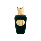 Refect Beauty Sospiro Vibrato unisex eau de parfum in a dark green velvet bottle with a gold crown-shaped cap.