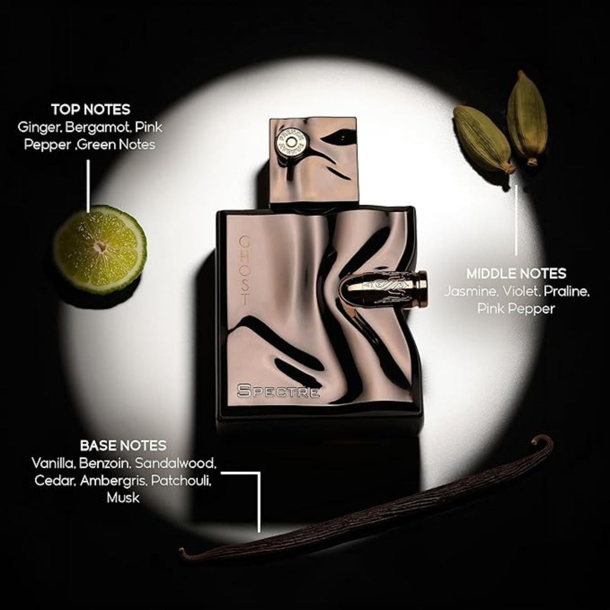 Refect Beauty French Avenue Spectre Eau de Parfum bottle with fragrance notes of bergamot, vanilla, and spices.