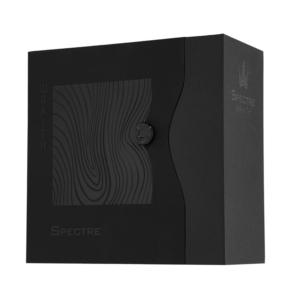 Refect Beauty French Avenue Spectre Wraith Eau de Parfum black square fragrance box with textured wood grain detail