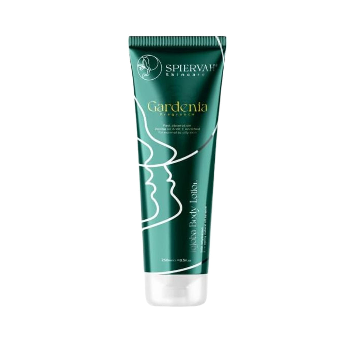Refect Beauty Spiervah Gardenia Jojoba body lotion in a green squeeze tube for hydrating and softening skin.
