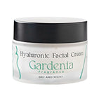 Refect Beauty Spiervah Hyaluronic Facial Cream with Gardenia fragrance in a frosted glass jar with a black lid.