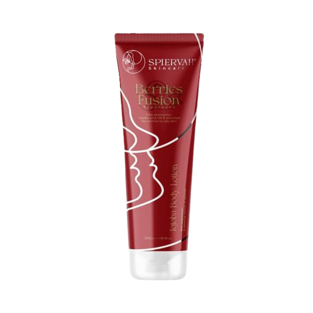 Refect Beauty Spiervah Gardenia Berries Fusion Jojoba body lotion in a deep red 250ml squeeze tube for daily hydration