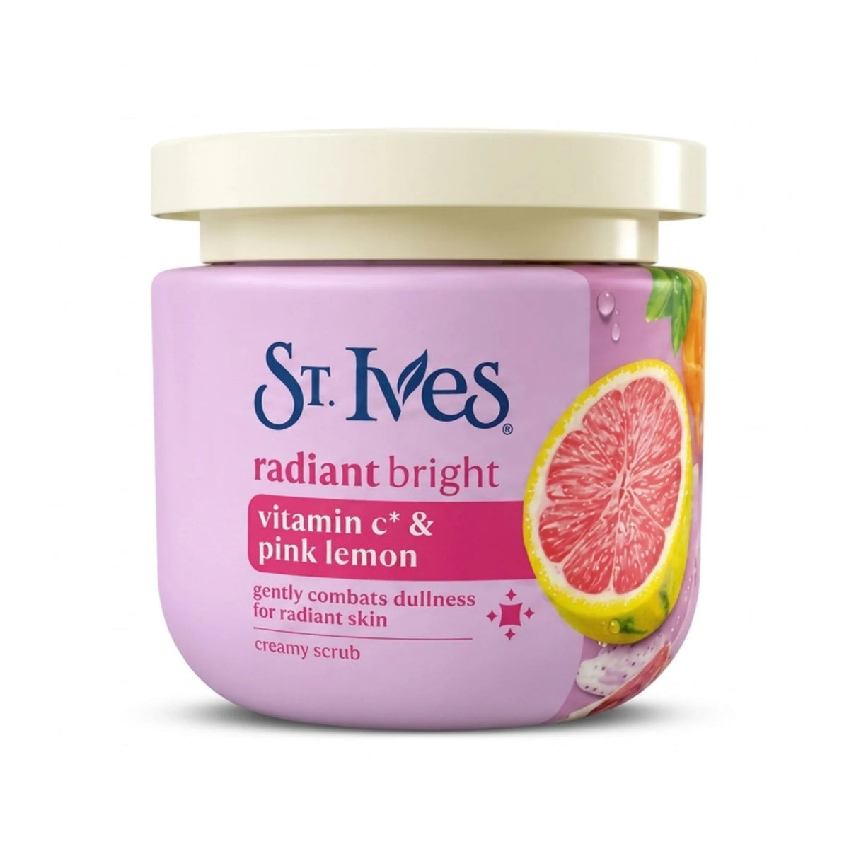 Refect Beauty St. Ives Radiant Bright Vitamin C and Pink Lemon creamy exfoliating scrub in a light purple jar