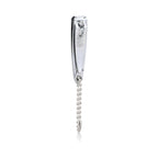 Refect Beauty Fe stainless steel nail clippers with a silver finish and attached ball chain for easy storage.