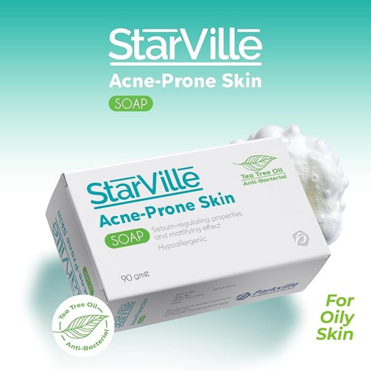 Refect Beauty Starville acne-prone skin cleansing soap bar with tea tree oil for oily skin in white packaging