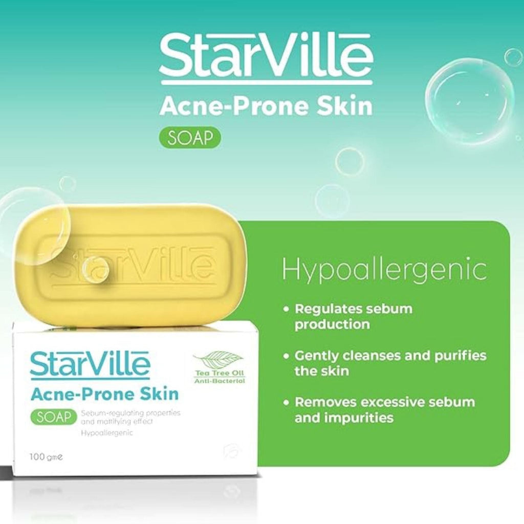 Refect Beauty Starville Acne-Prone Skin soap bar and packaging for oily skin with sebum-regulating properties.