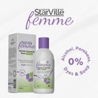 Refect Beauty Starville Femme refreshing intimate cleansing wash bottle with product box and ingredient highlights