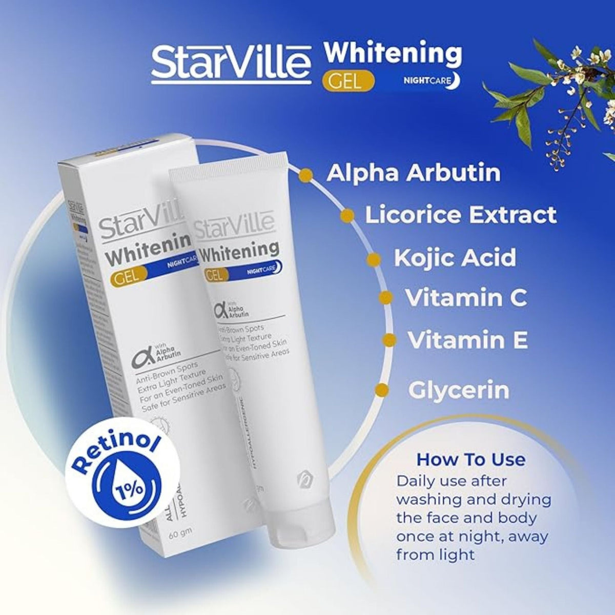 Refect Beauty StarVille Whitening Gel for sensitive areas with Alpha Arbutin and Licorice Extract in a 60g tube.