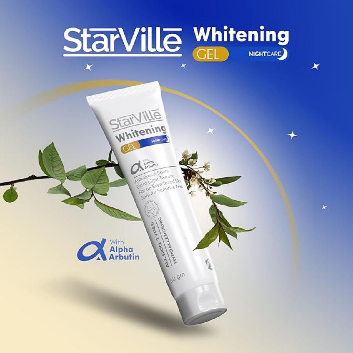 Refect Beauty StarVille whitening gel for sensitive areas in a white 60g tube with alpha arbutin for dark spot reduction