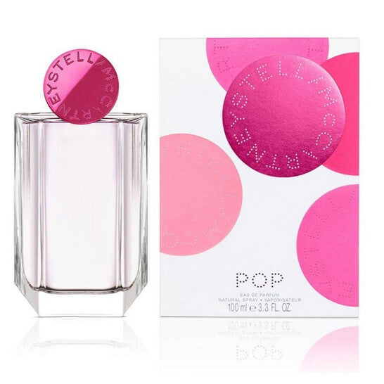 Refect Beauty Stella McCartney Pop Eau de Parfum bottle and box with pink circular branding and clear glass design