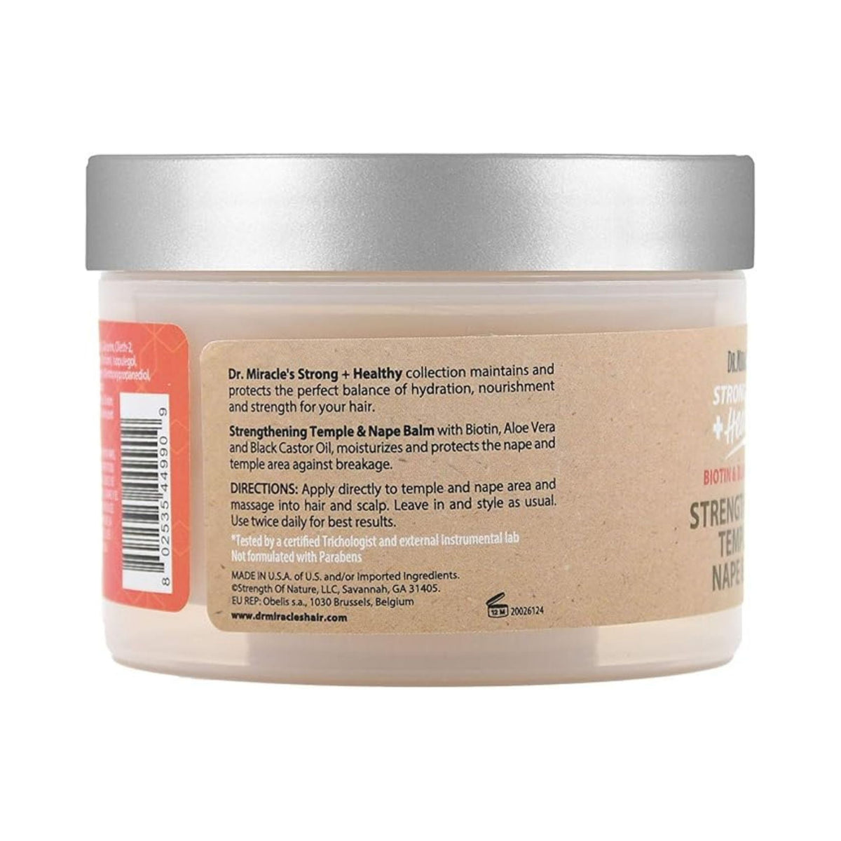 Refect Beauty Dr. Miracles Strengthening Temple & Nape Balm jar showing product label details and directions