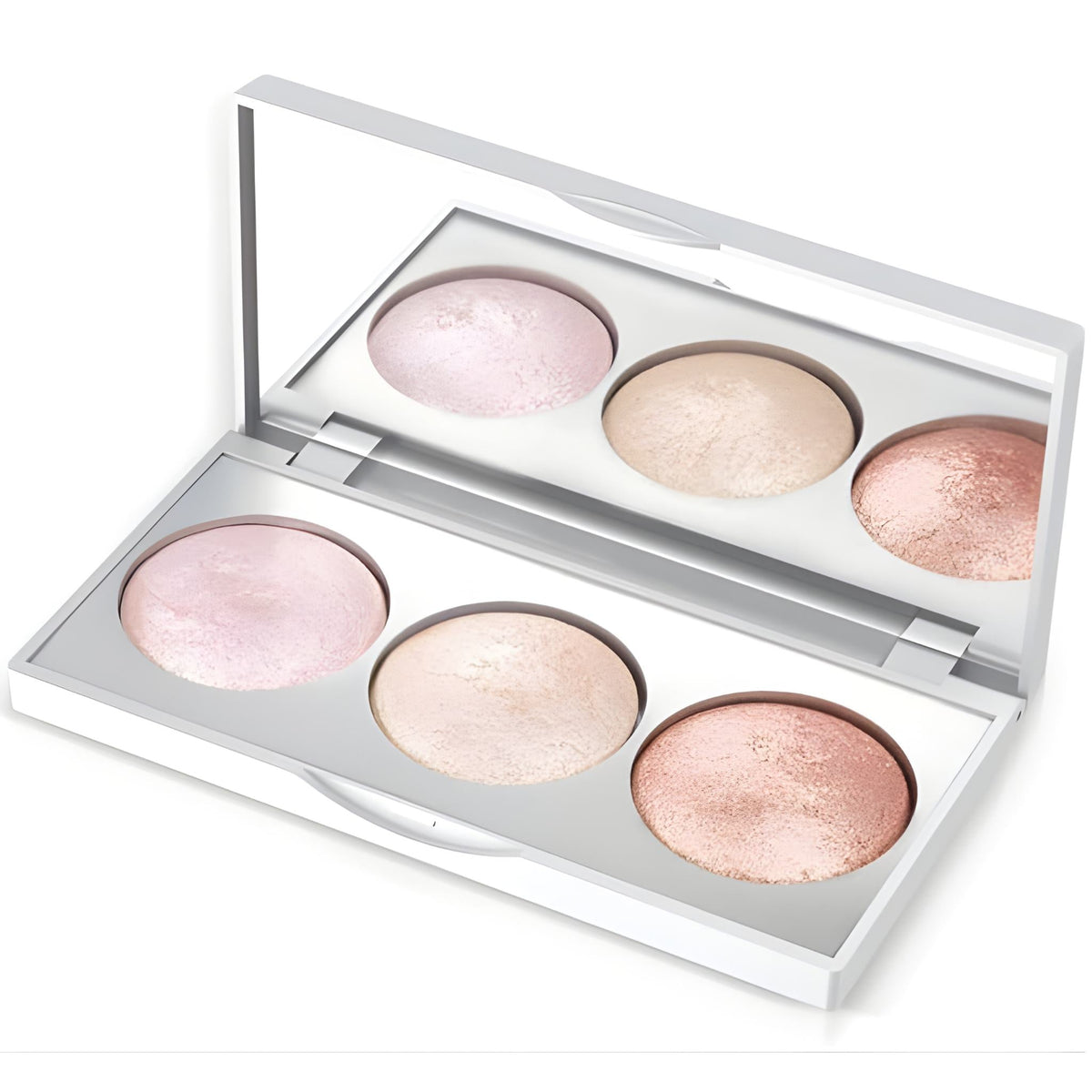 Refect Beauty Golden Rose Strobing Highlighter Palette with three luminous powder shades in a white mirrored compact