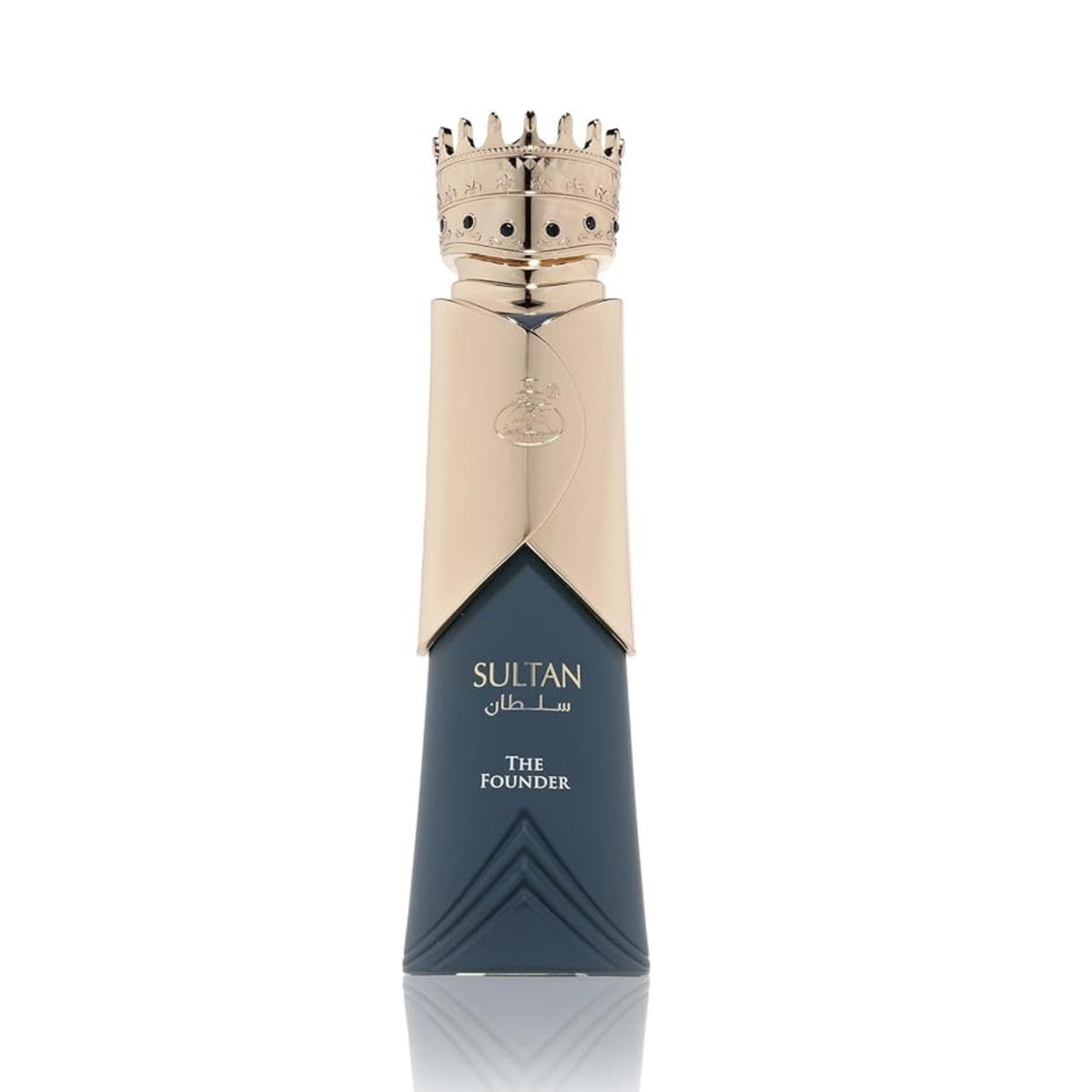 Refect Beauty French Avenue Sultan The Founder unisex eau de parfum in a dark blue bottle with a gold crown cap.