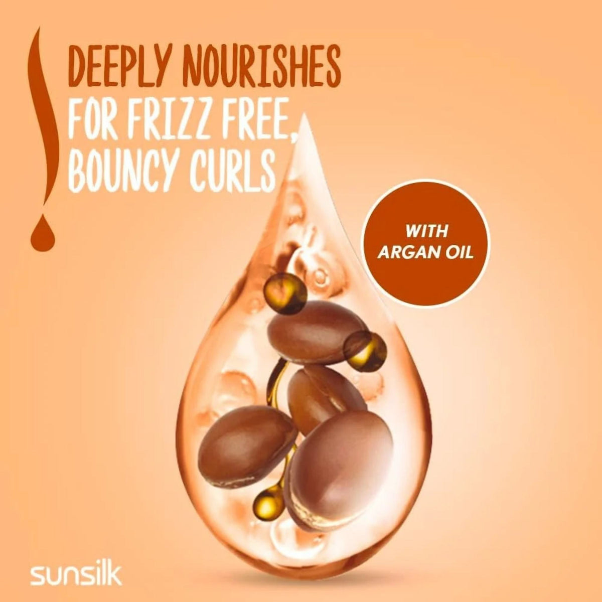 Refect Beauty Sunsilk Defined Curls styling cream featuring argan oil in a nourishing drop-shaped graphic