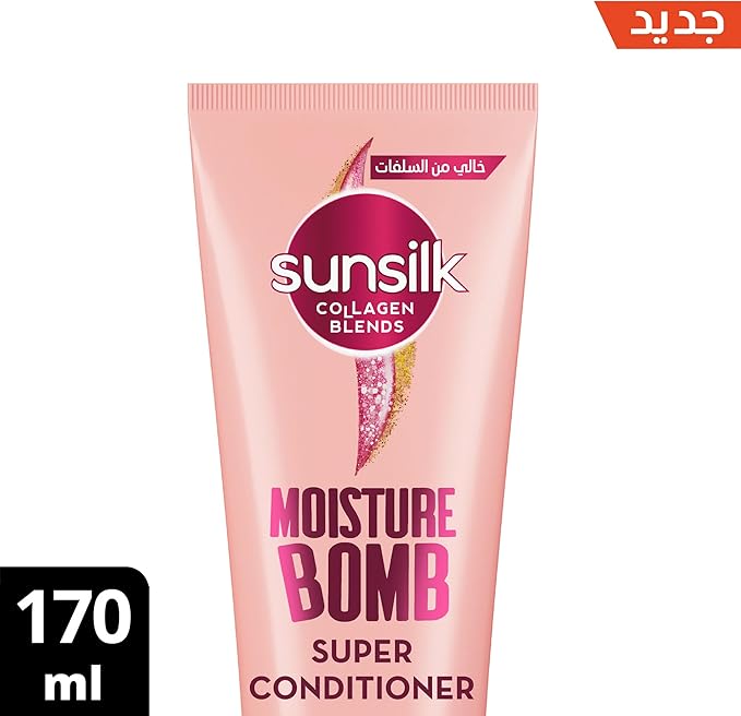 Refect Beauty Sunsilk Collagen Blends Moisture Bomb sulfate-free super conditioner in a 170ml pink tube.