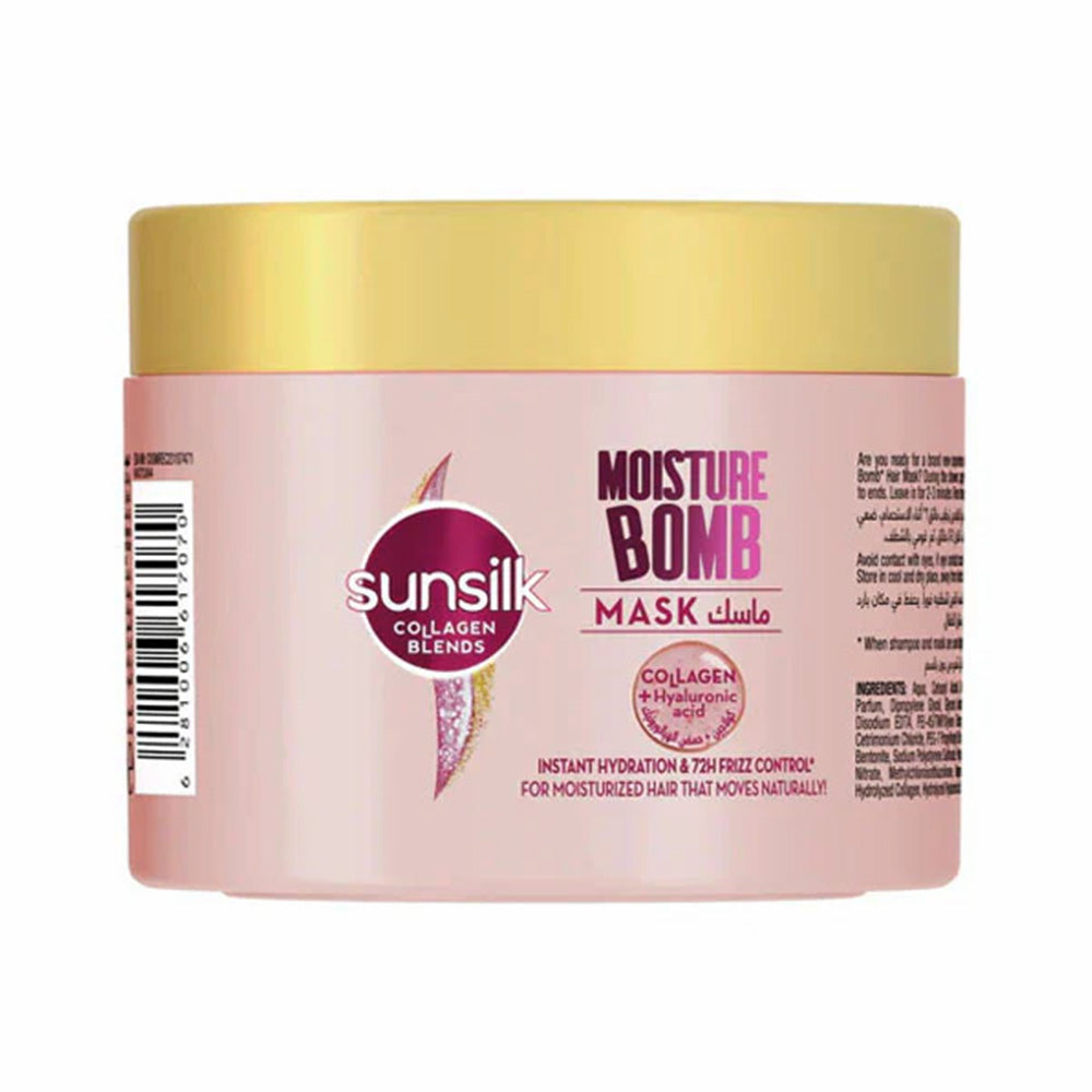 Refect Beauty Sunsilk Blends Collagen Moisture Bomb hair mask in a pink jar for deep hydration and frizz control