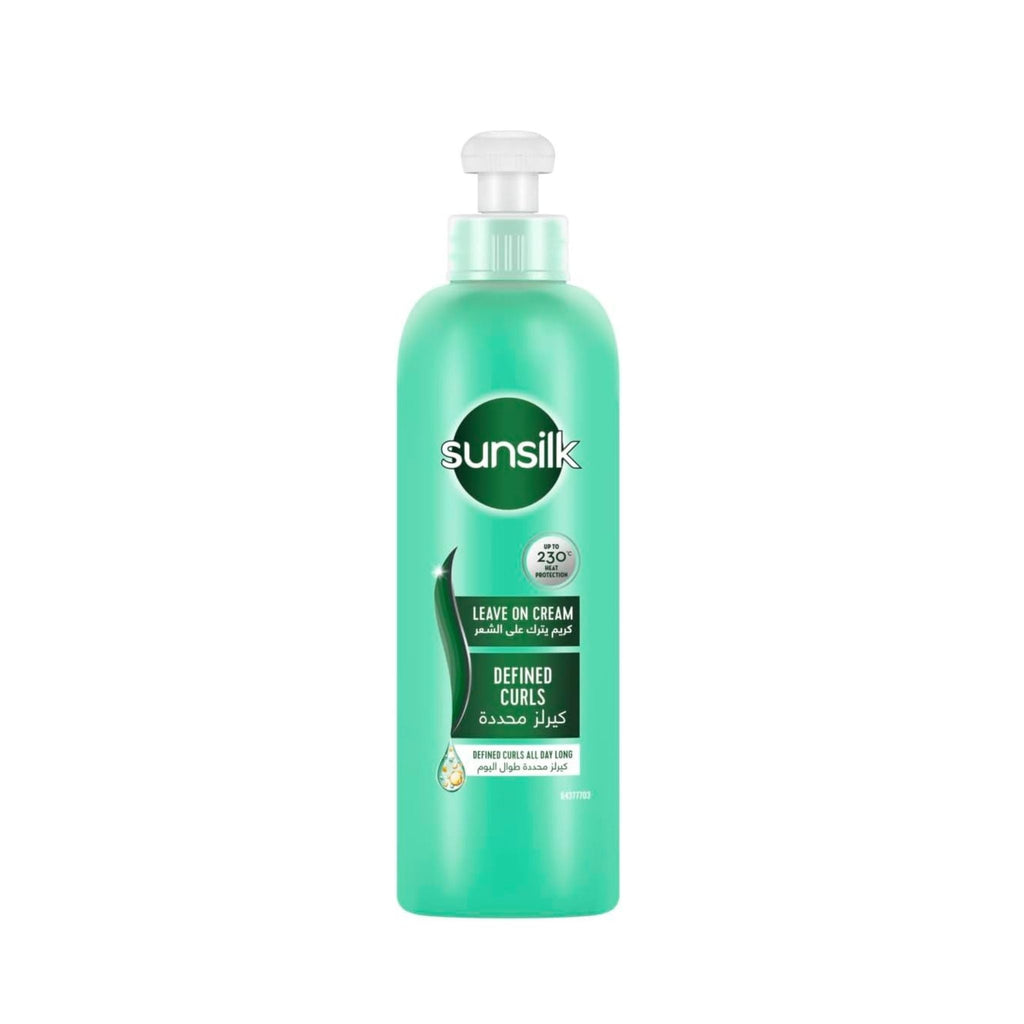 Refect Beauty Sunsilk Defined Curls leave-in hair cream in a green pump bottle for curly and wavy hair styling