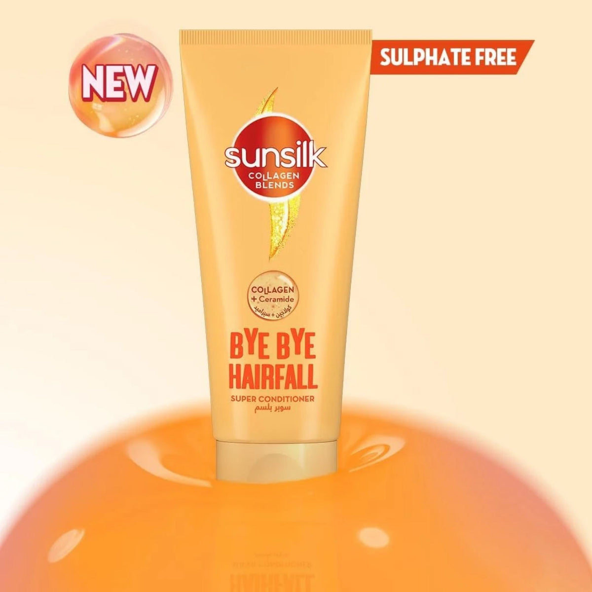 Refect Beauty Sunsilk Bye Bye Hair Fall Super Conditioner tube featuring collagen and ceramide for hair strength