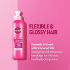 Refect Beauty Sunsilk Strength & Shine leave-in hair cream in a pink pump bottle for smooth and glossy hair