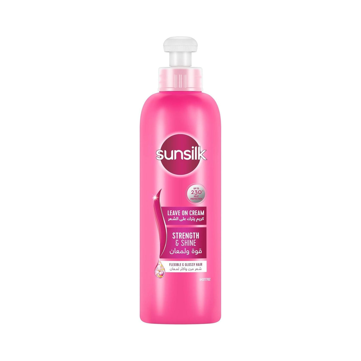 Refect Beauty Sunsilk Strength & Shine leave-in hair cream in a pink pump bottle for smooth and glossy hair.