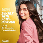 Refect Beauty Sunsilk Soft & Smooth shampoo advertisement featuring a smiling woman with long, shiny, healthy hair.